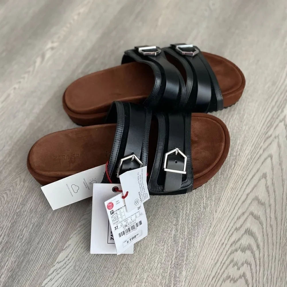 Zara SNDL PLN PL SRPLS 6.5 sandals flats - Picture 2 of 6